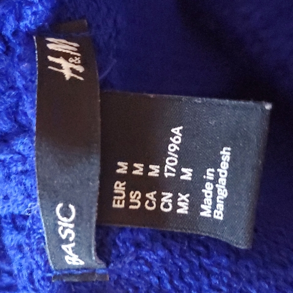 H&M Basic Women's Turtle Neck Top Sweater Blouse Royal Blue Size Medium - Picture 7 of 8